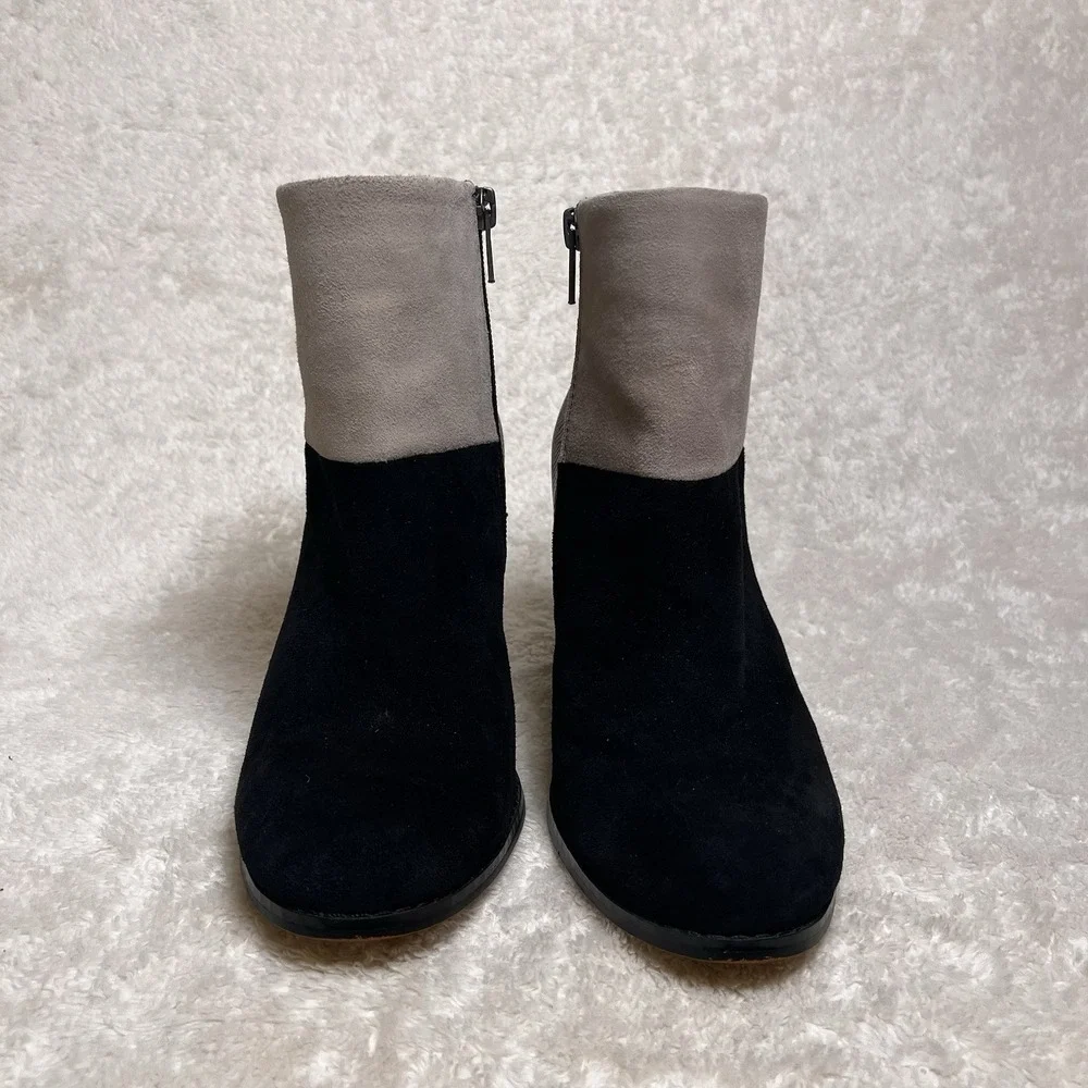 Very Volatile LA Color Block Bootie Womens 7.5 Suede Leather‎ Black Snakeskin